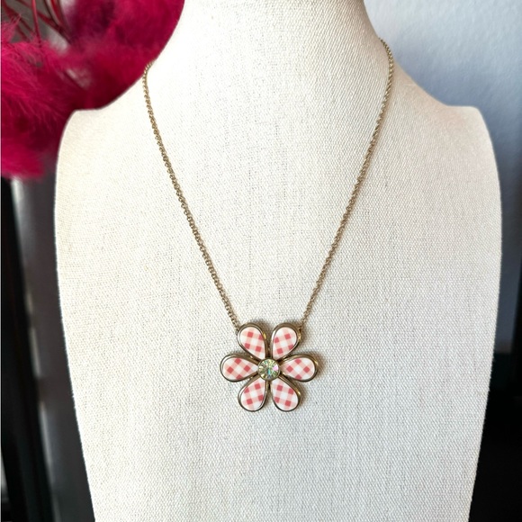 Betsey Johnson Jewelry - Betsy Johnson Gingham Flower pendant Necklace
